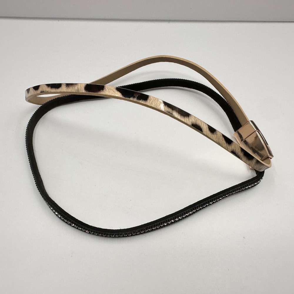 Vintage 90s Leopard Print Rhinestone Gold Tone Horse Bridle Browband